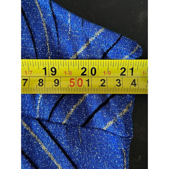 Elegant Blue Sleeveless Evening Gown With Shimmering Detail & Sheer Neckline - Picture 5 of 8